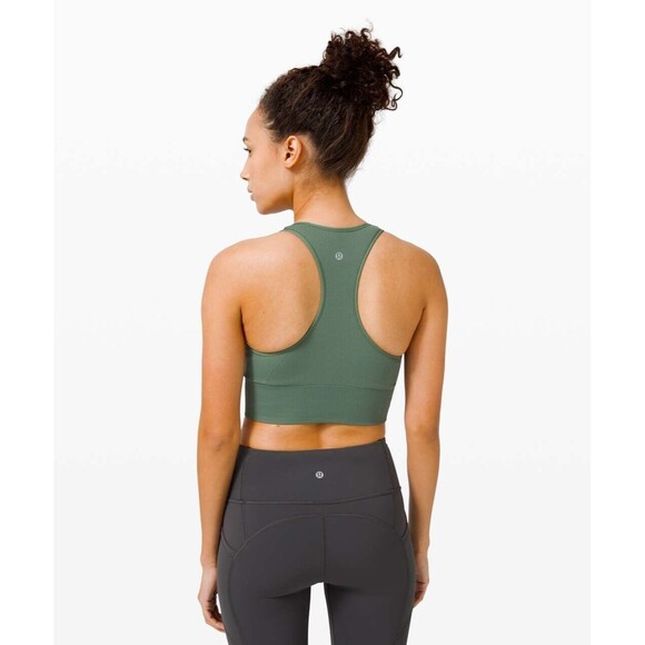 LULULEMON Ebb to Train Bra Womens Sz 8 Stretch Green Athletic Tank Cropped Sport - Picture 2 of 9